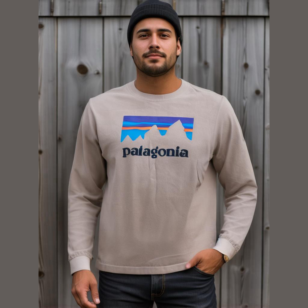 Men's Patagonia Long Sleeve T-Shirt Size S Beige
